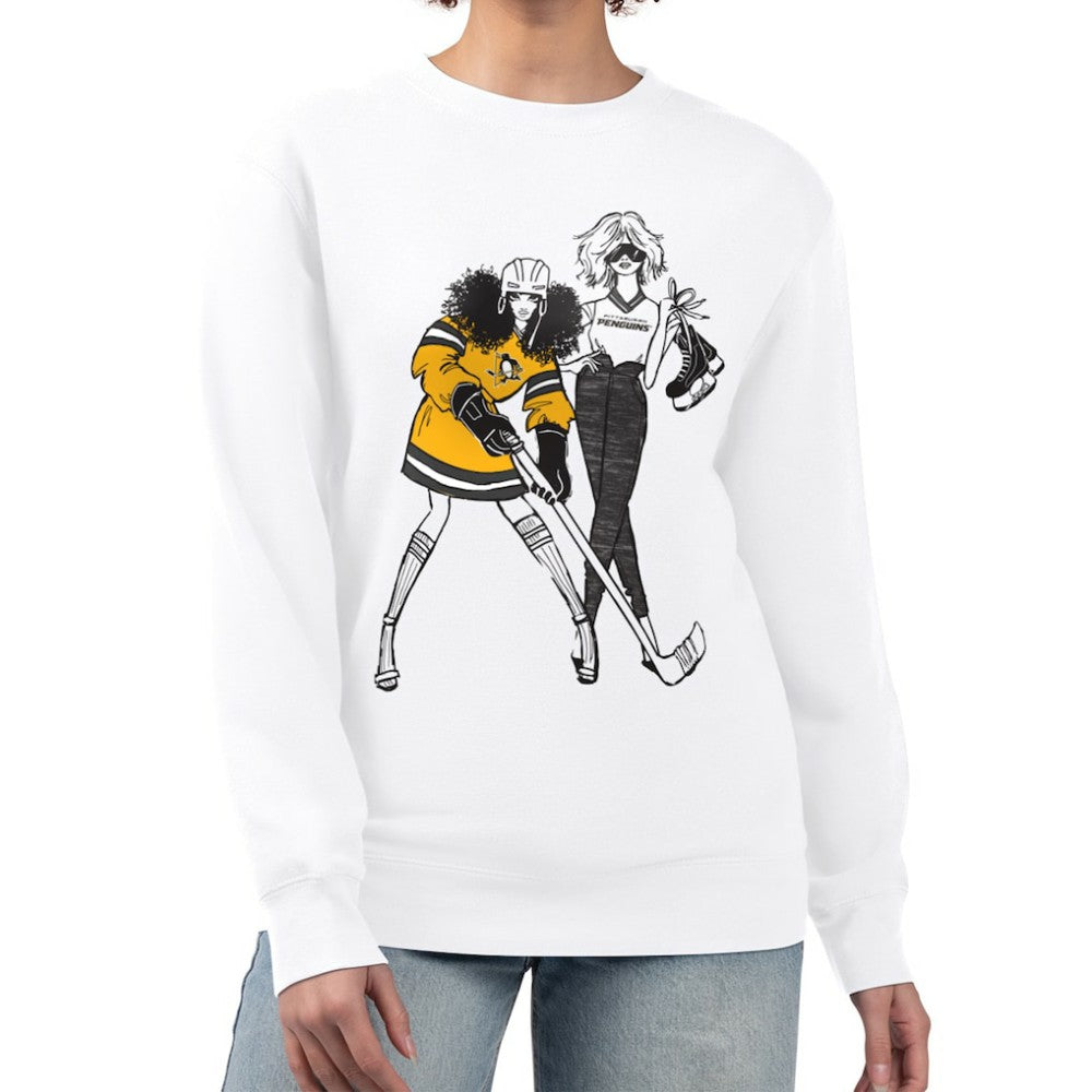 Pittsburgh Penguins G-III 4Her by Carl Banks Women's Hockey Girls Team Graphic Fleece Pullover Sweatshirt - White Sweatshirts
