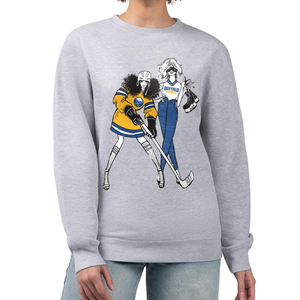 Buffalo Sabres G-III 4Her by Carl Banks Women's Hockey Girls Team Graphic Fleece Pullover Sweatshirt - Heather Gray Sweatshirts