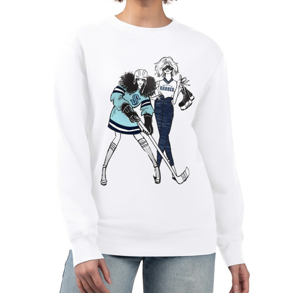 Seattle Kraken G-III 4Her by Carl Banks Women's Hockey Girls Team Graphic Fleece Pullover Sweatshirt - White Sweatshirts