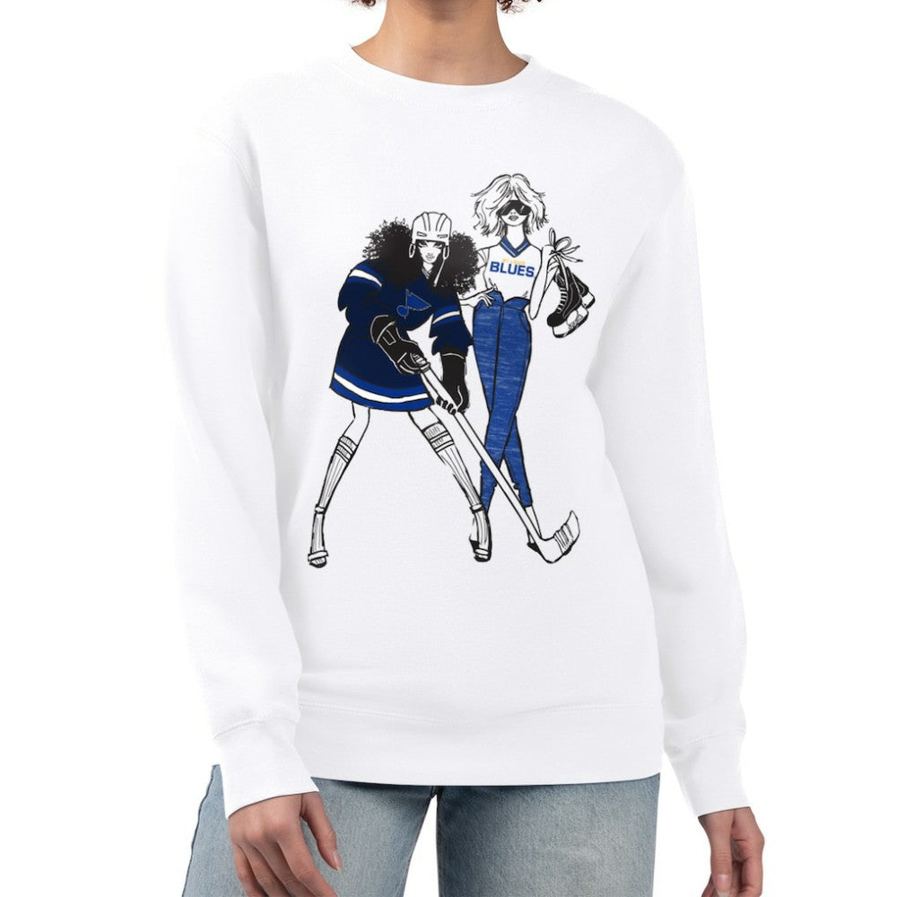 St. Louis Blues G-III 4Her by Carl Banks Women's Hockey Girls Team Graphic Fleece Pullover Sweatshirt - White Sweatshirts
