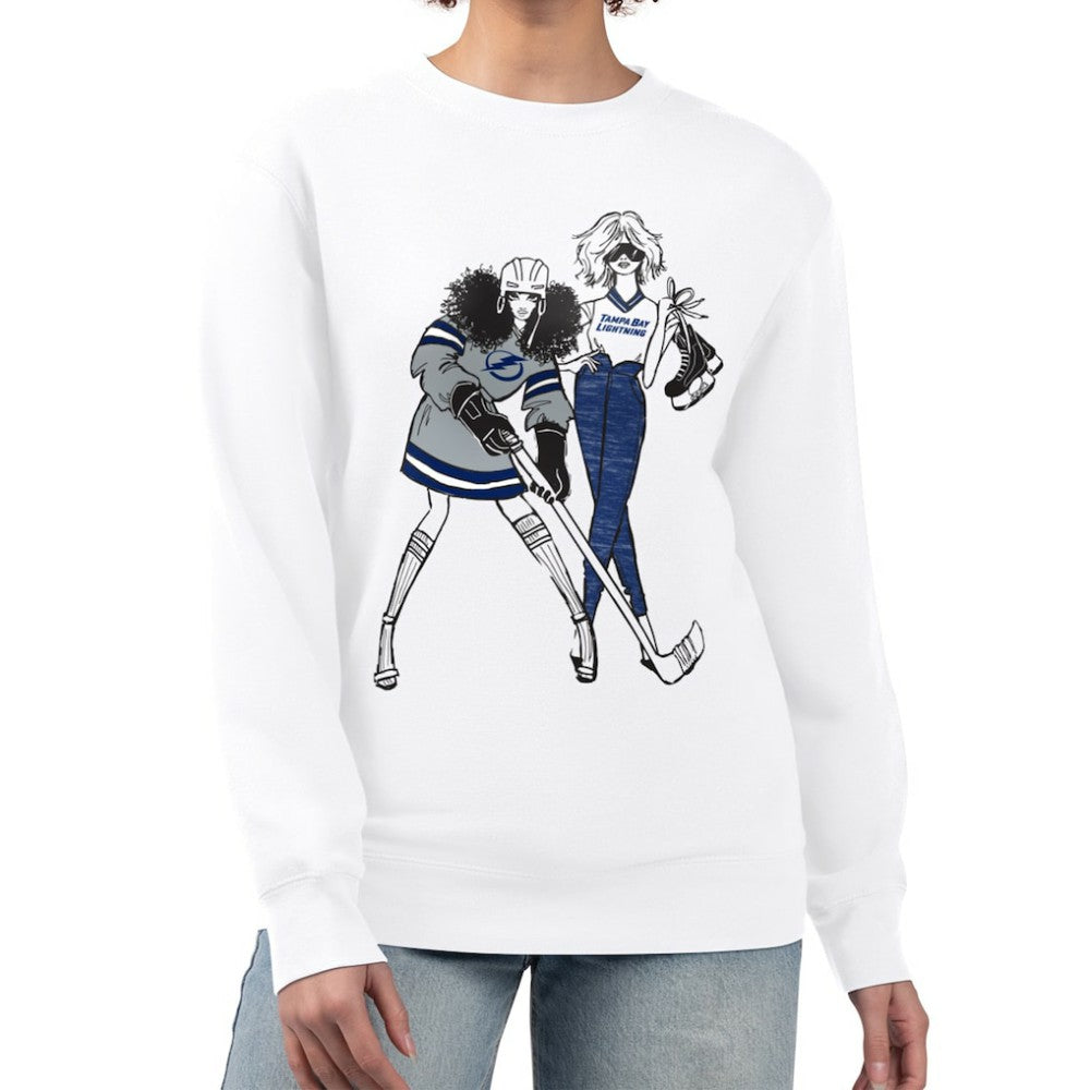 Tampa Bay Lightning G-III 4Her by Carl Banks Women's Hockey Girls Team Graphic Fleece Pullover Sweatshirt - White Sweatshirts