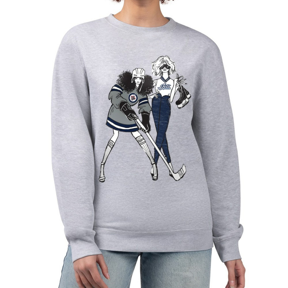 Winnipeg Jets G-III 4Her by Carl Banks Women's Hockey Girls Team Graphic Fleece Pullover Sweatshirt - Heather Gray Sweatshirts