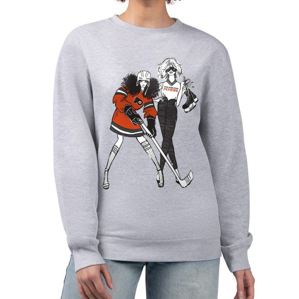 Philadelphia Flyers G-III 4Her by Carl Banks Women's Hockey Girls Team Graphic Fleece Pullover Sweatshirt - Heather Gray Sweatshirts