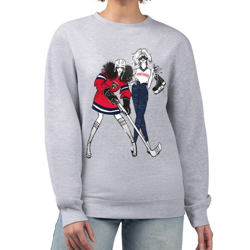 Florida Panthers G-III 4Her by Carl Banks Women's Hockey Girls Team Graphic Fleece Pullover Sweatshirt - Heather Gray Sweatshirts