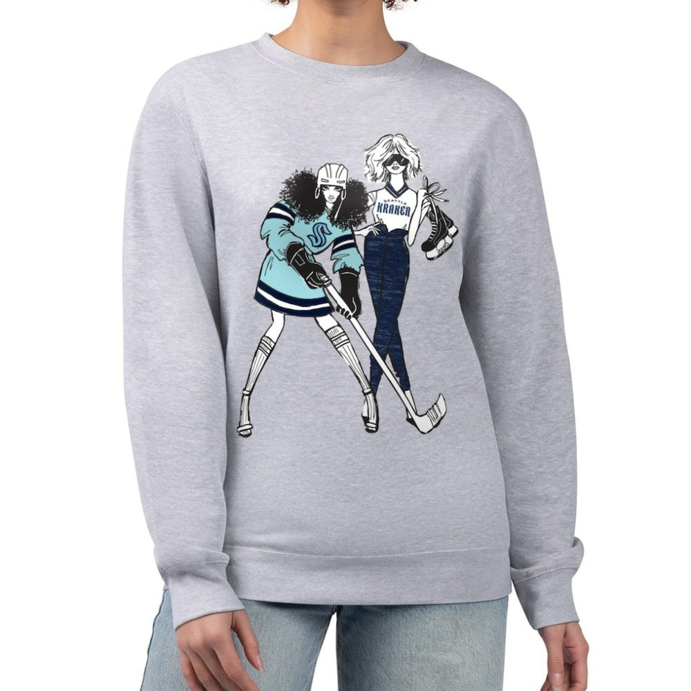 Seattle Kraken G-III 4Her by Carl Banks Women's Hockey Girls Team Graphic Fleece Pullover Sweatshirt - Heather Gray Sweatshirts
