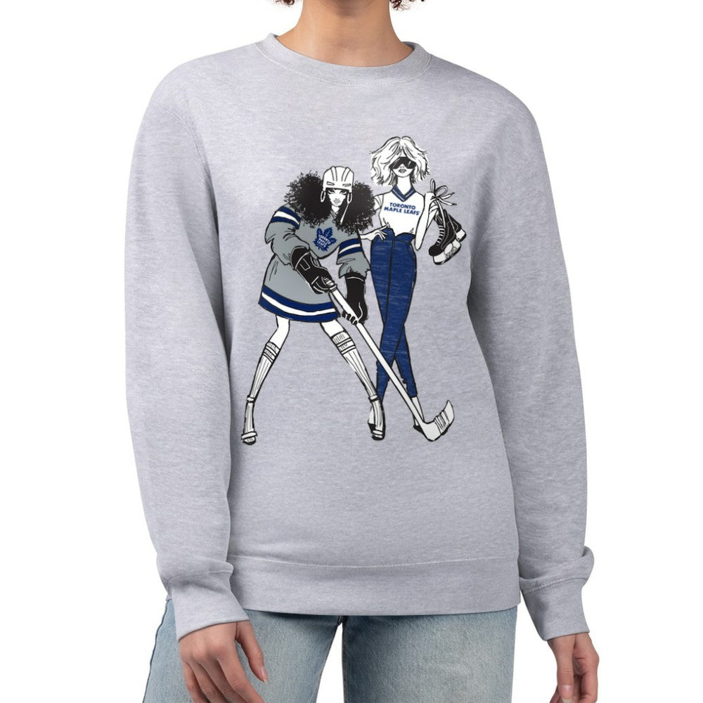 Toronto Maple Leafs G-III 4Her by Carl Banks Women's Hockey Girls Team Graphic Fleece Pullover Sweatshirt - Heather Gray Sweatshirts