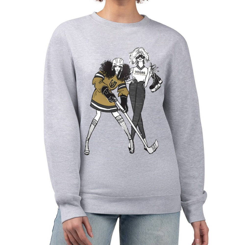Vegas Golden Knights G-III 4Her by Carl Banks Women's Hockey Girls Team Graphic Fleece Pullover Sweatshirt - Heather Gray Sweatshirts