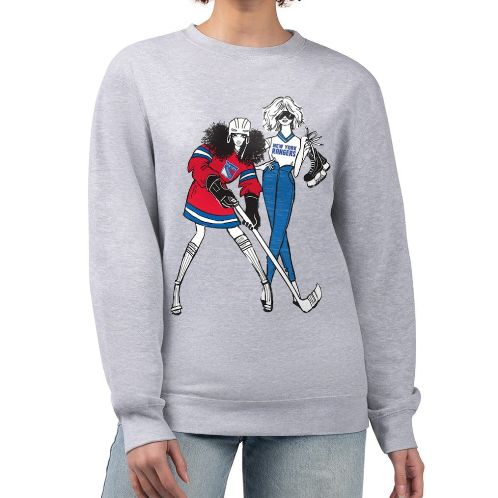 New York Rangers G-III 4Her by Carl Banks Women's Hockey Girls Team Graphic Fleece Pullover Sweatshirt - Heather Gray Sweatshirts