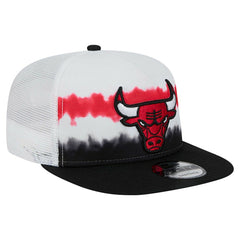 Chicago Bulls Dip-Dye 9FIFTY A-Frame Trucker Snapback Hat - White/Black on sale