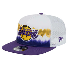Los Angeles Lakers Dip-Dye 9FIFTY A-Frame Trucker Snapback Hat - White/Purple shop