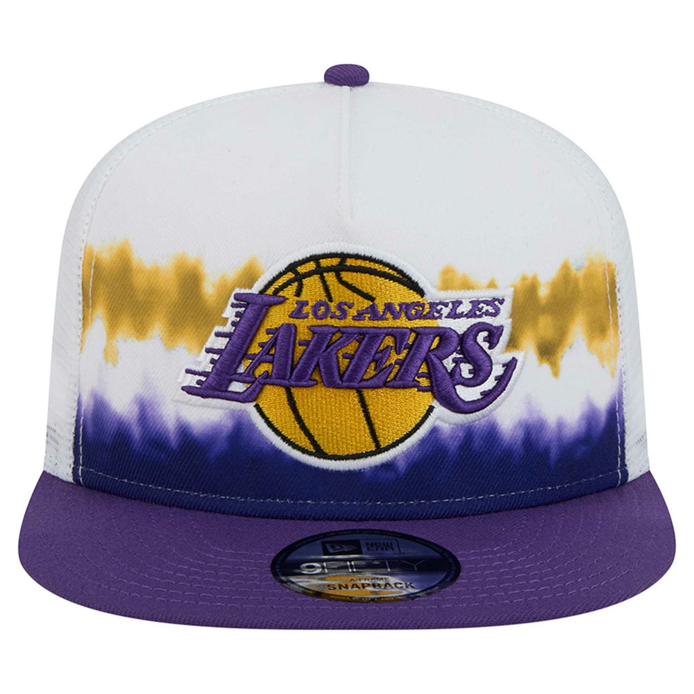 Los Angeles Lakers Dip-Dye 9FIFTY A-Frame Trucker Snapback Hat - White/Purple shop