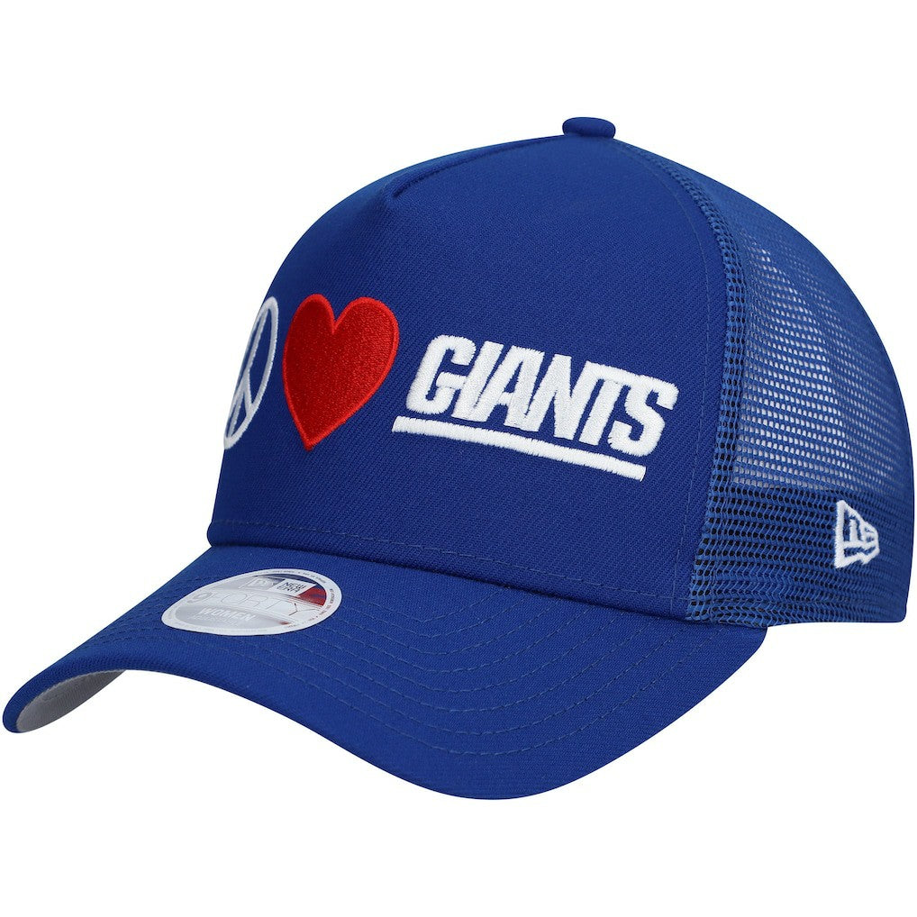 New York Giants New Era Women's Peace & Love Trucker 9FORTY Adjustable Hat - Royal for sale