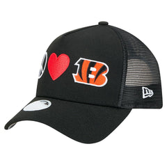 Cincinnati Bengals New Era Women's Peace & Love Trucker 9FORTY Adjustable Hat - Black for sale
