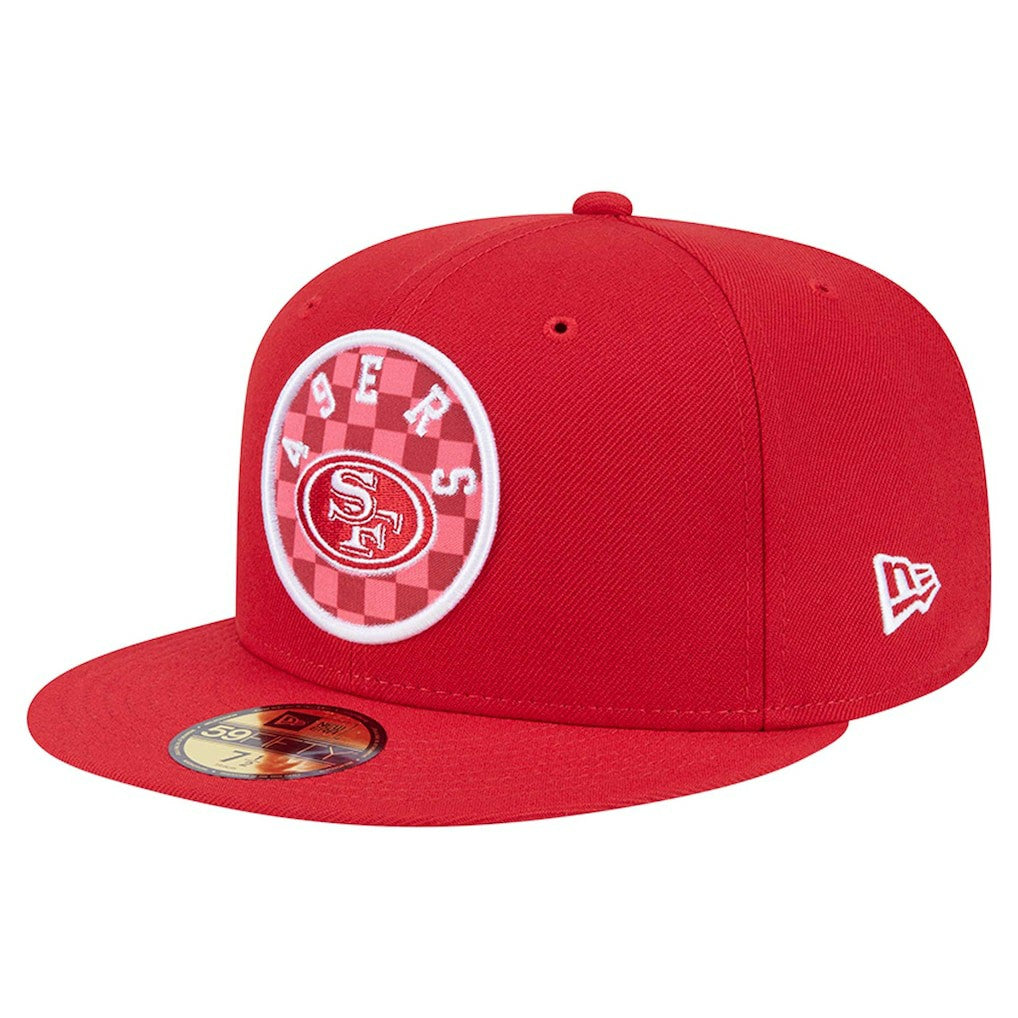San Francisco 49ers New Era Checkered 59FIFTY Fitted Hat - Scarlet cheap