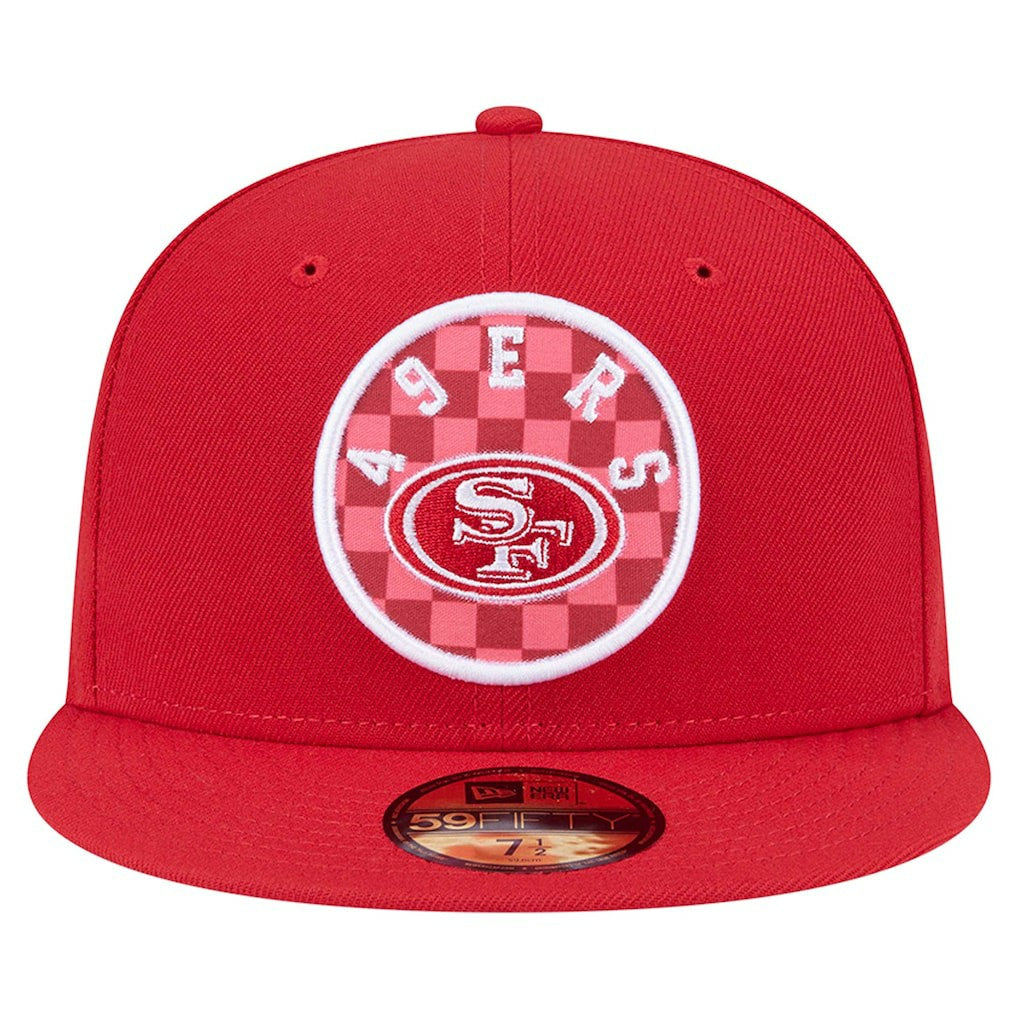 San Francisco 49ers New Era Checkered 59FIFTY Fitted Hat - Scarlet cheap