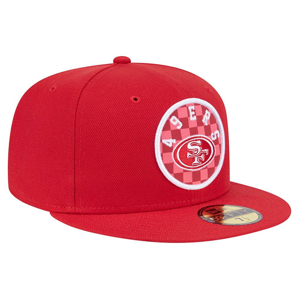 San Francisco 49ers New Era Checkered 59FIFTY Fitted Hat - Scarlet cheap