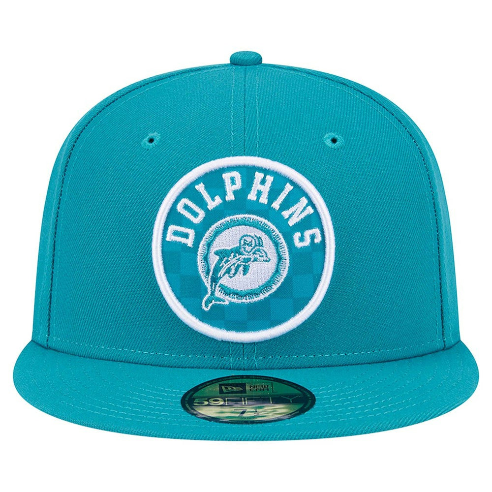 Miami Dolphins New Era Checkered 59FIFTY Fitted Hat - Aqua for sale