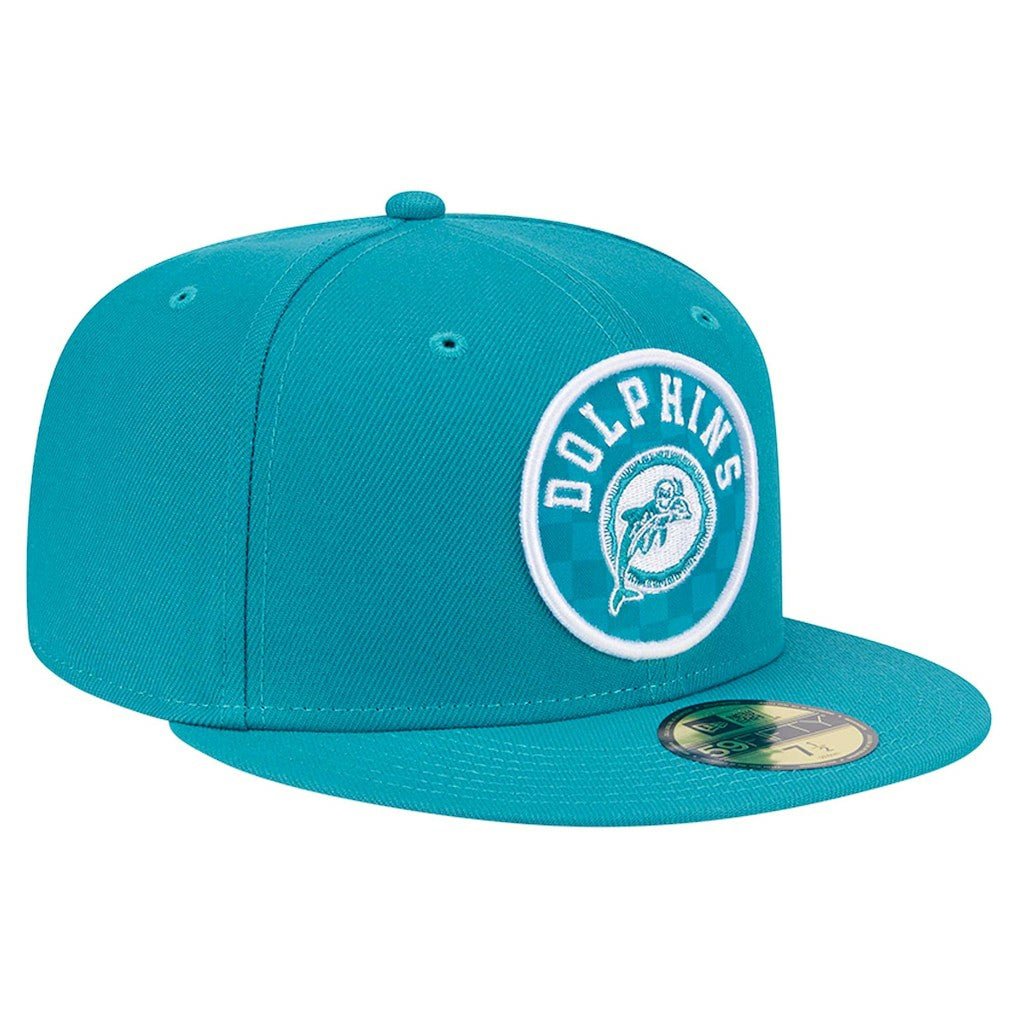 Miami Dolphins New Era Checkered 59FIFTY Fitted Hat - Aqua for sale