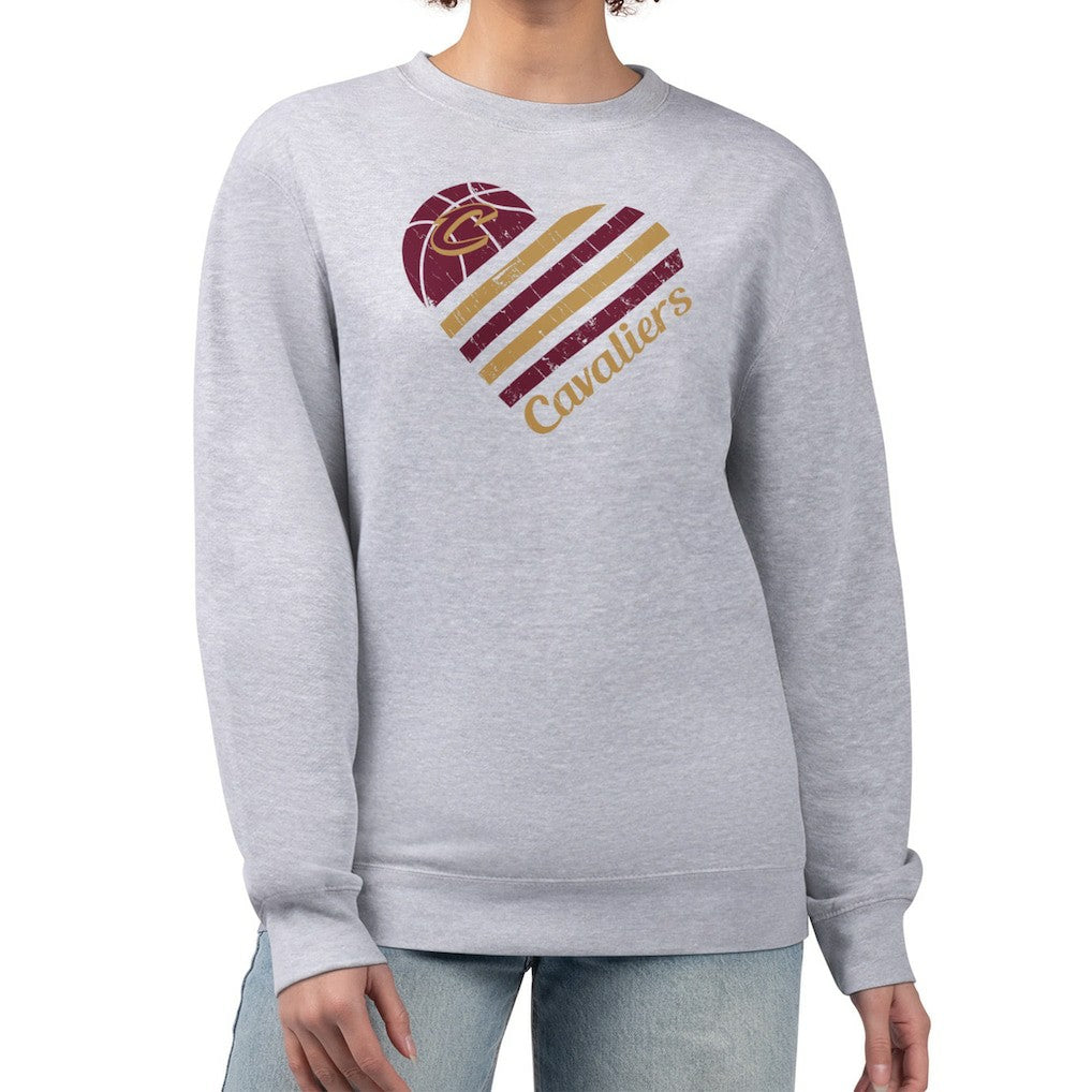 Cleveland Cavaliers G-III 4Her by Carl Banks Women's Heart Graphic Fleece Pullover Sweatshirt sale - Heather Gray cheap