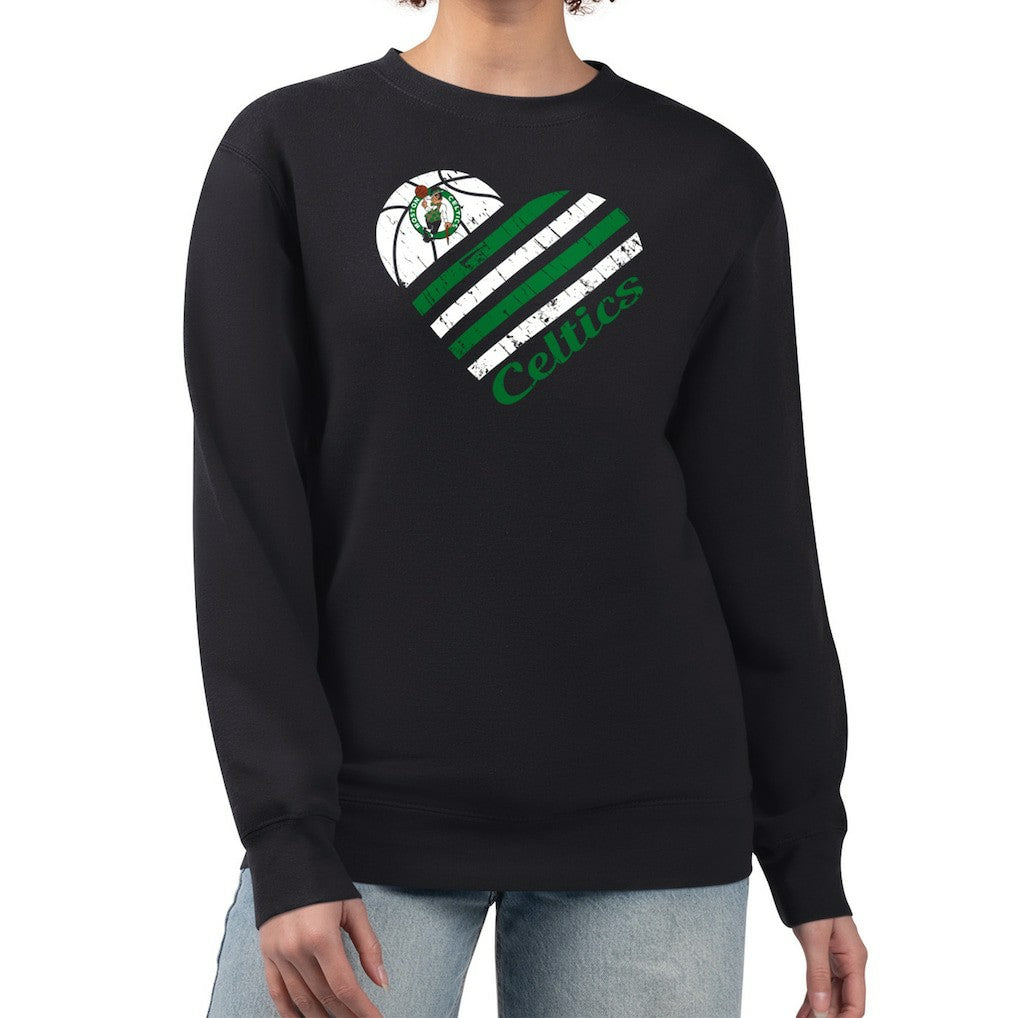 Boston Celtics G-III 4Her by Carl Banks Women's Heart Graphic Fleece Pullover Sweatshirt - Black on sale