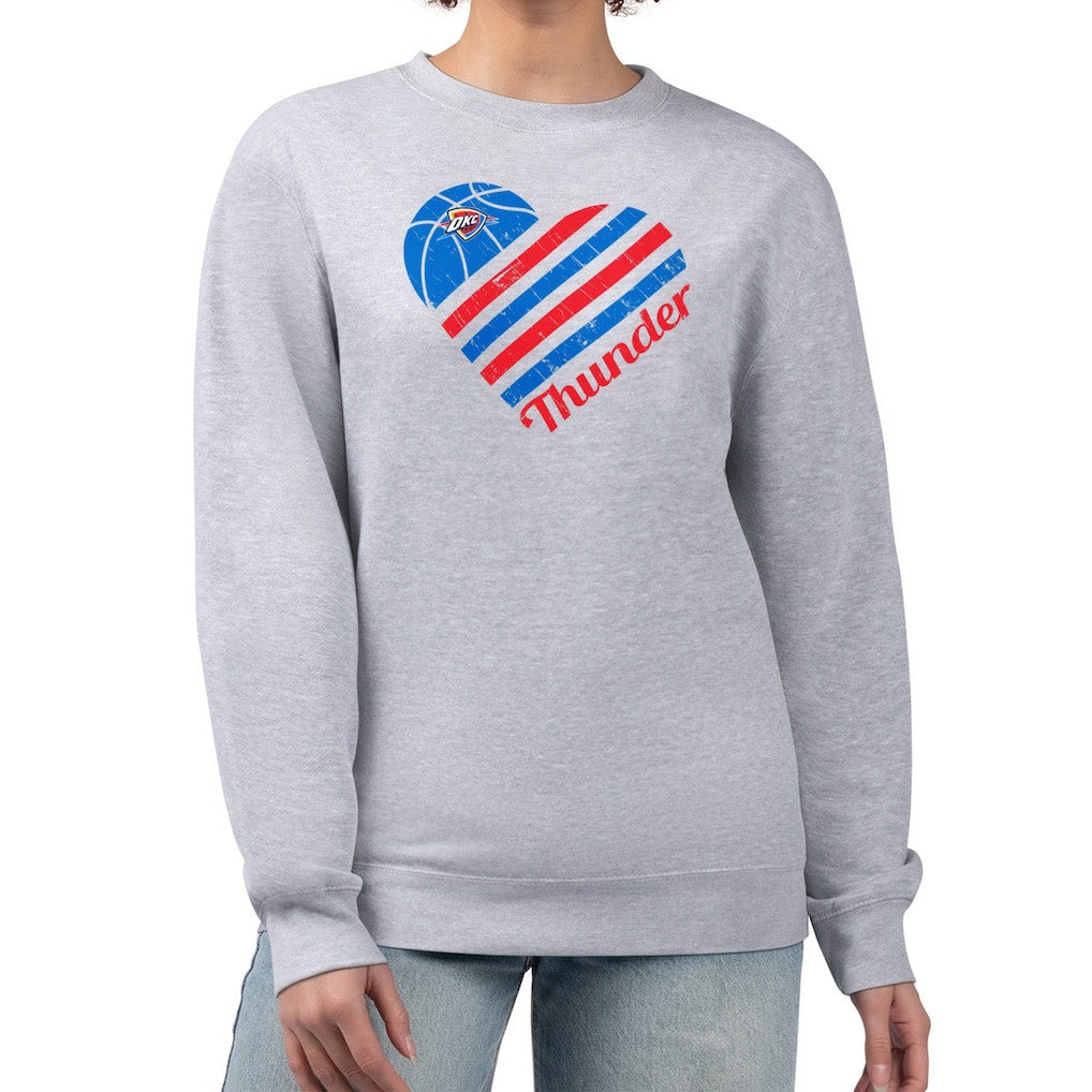 Oklahoma City Thunder G-III 4Her by Carl Banks Women's Heart Graphic Fleece Pullover Sweatshirt - Heather Gray shop