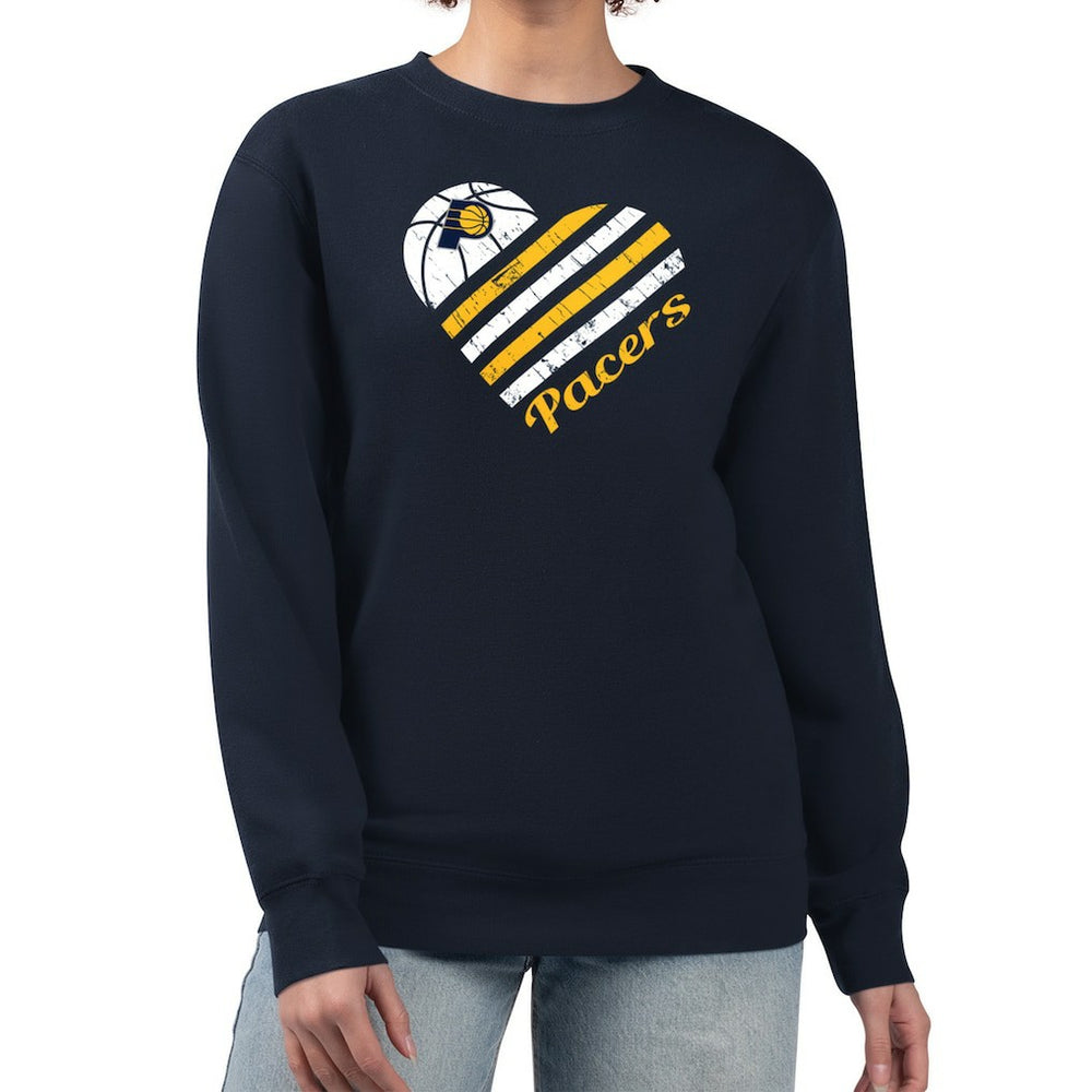 Indiana Pacers G-III 4Her by Carl Banks Women's Heart Graphic Fleece Pullover Sweatshirt - Navy on sale