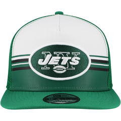 New York Jets New Era Striped A-Frame 9FIFTY Adjustable Trucker Snapback Hat - White/Green outlet