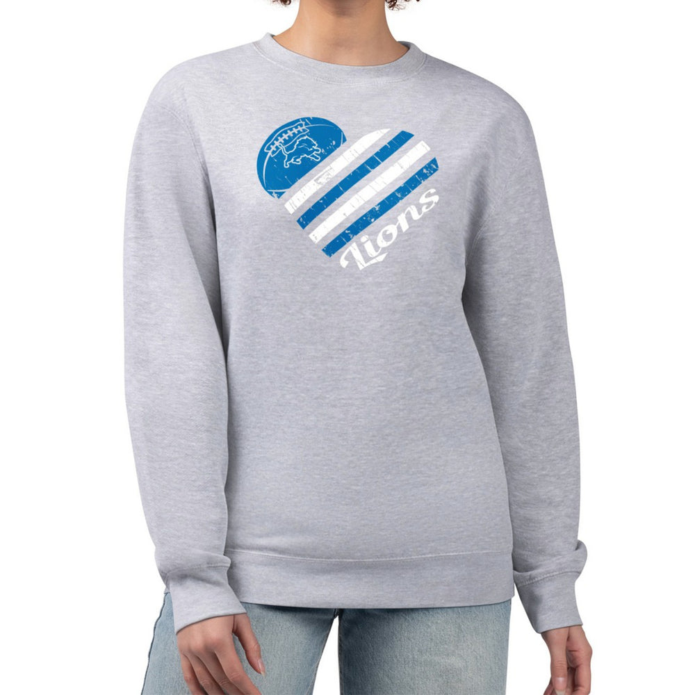 Detroit Lions G-III 4Her by Carl Banks Women's Heart Graphic Fleece Pullover Sweatshirt - Heather Gray on sale