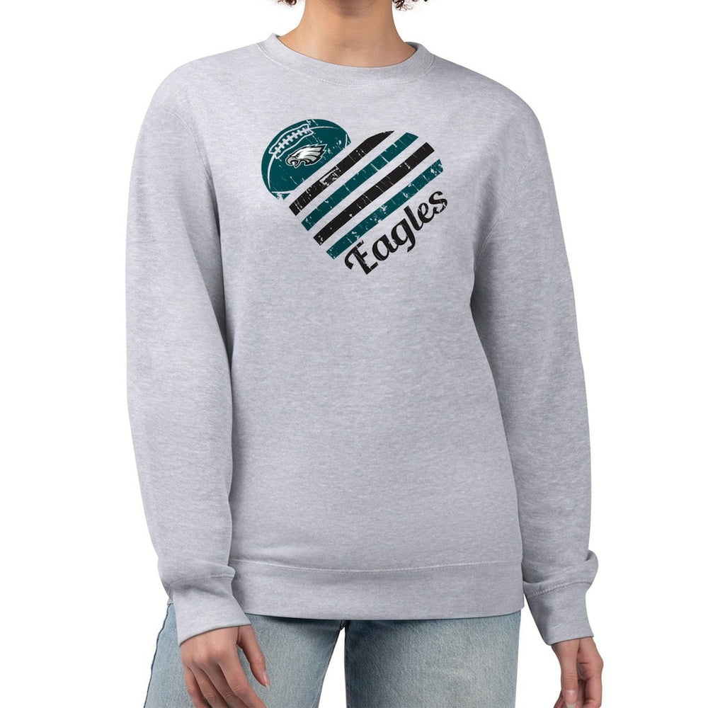 Philadelphia Eagles G-III 4Her by Carl Banks Women's Heart Graphic Fleece Pullover Sweatshirt - Heather Gray cheap