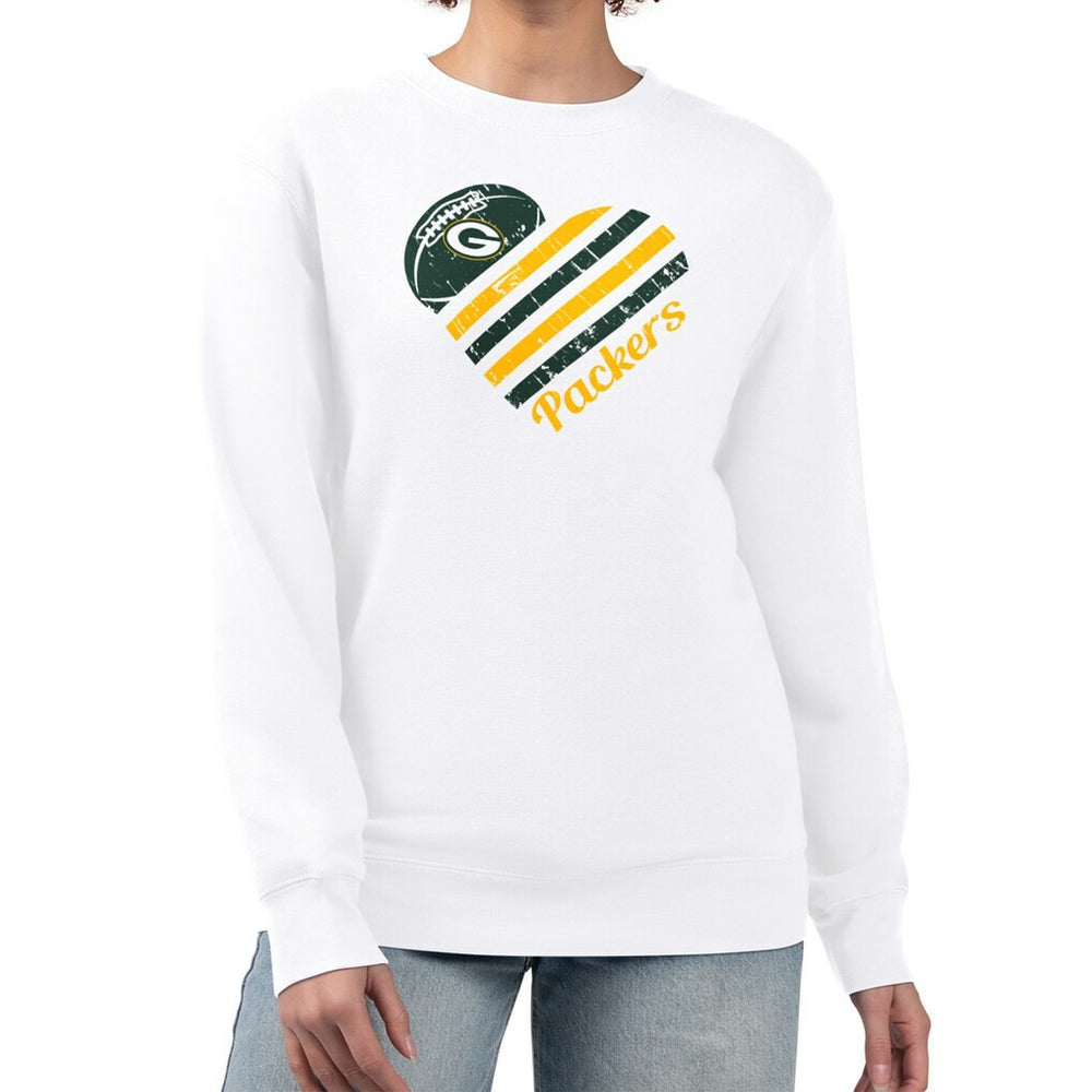 Green Bay Packers G-III 4Her by Carl Banks Women's Heart Graphic Fleece Pullover Sweatshirt - White online