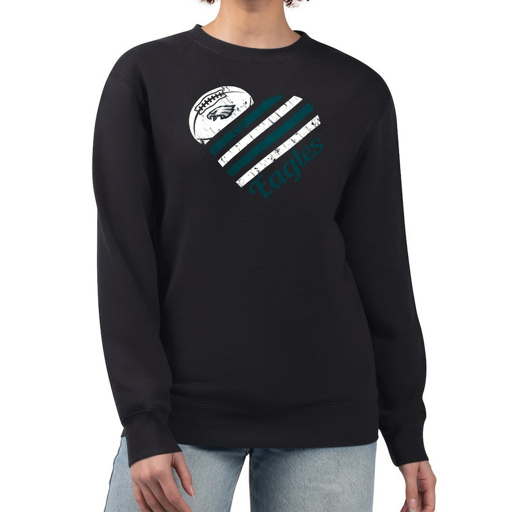 Philadelphia Eagles G-III 4Her by Carl Banks Women's Heart Graphic Fleece Pullover Sweatshirt - Black for sale