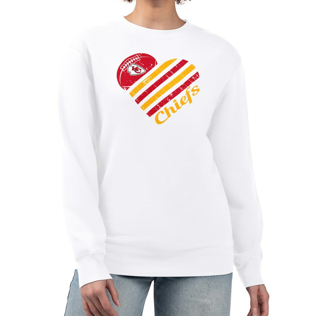 Kansas City Chiefs G-III 4Her by Carl Banks Women's Heart Graphic Fleece Pullover Sweatshirt - White discount