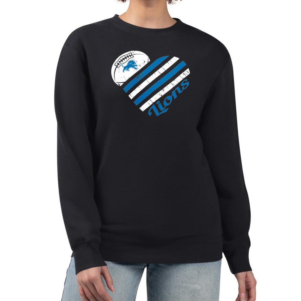 Detroit Lions G-III 4Her by Carl Banks Women's Heart Graphic Fleece Pullover Sweatshirt - Black sale