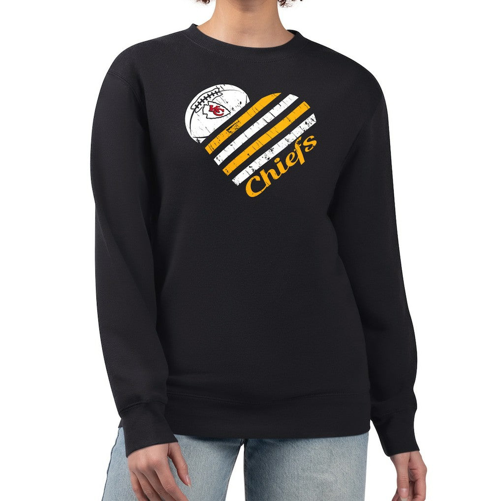 Kansas City Chiefs G-III 4Her by Carl Banks Women's Heart Graphic Fleece Pullover Sweatshirt - Black on sale