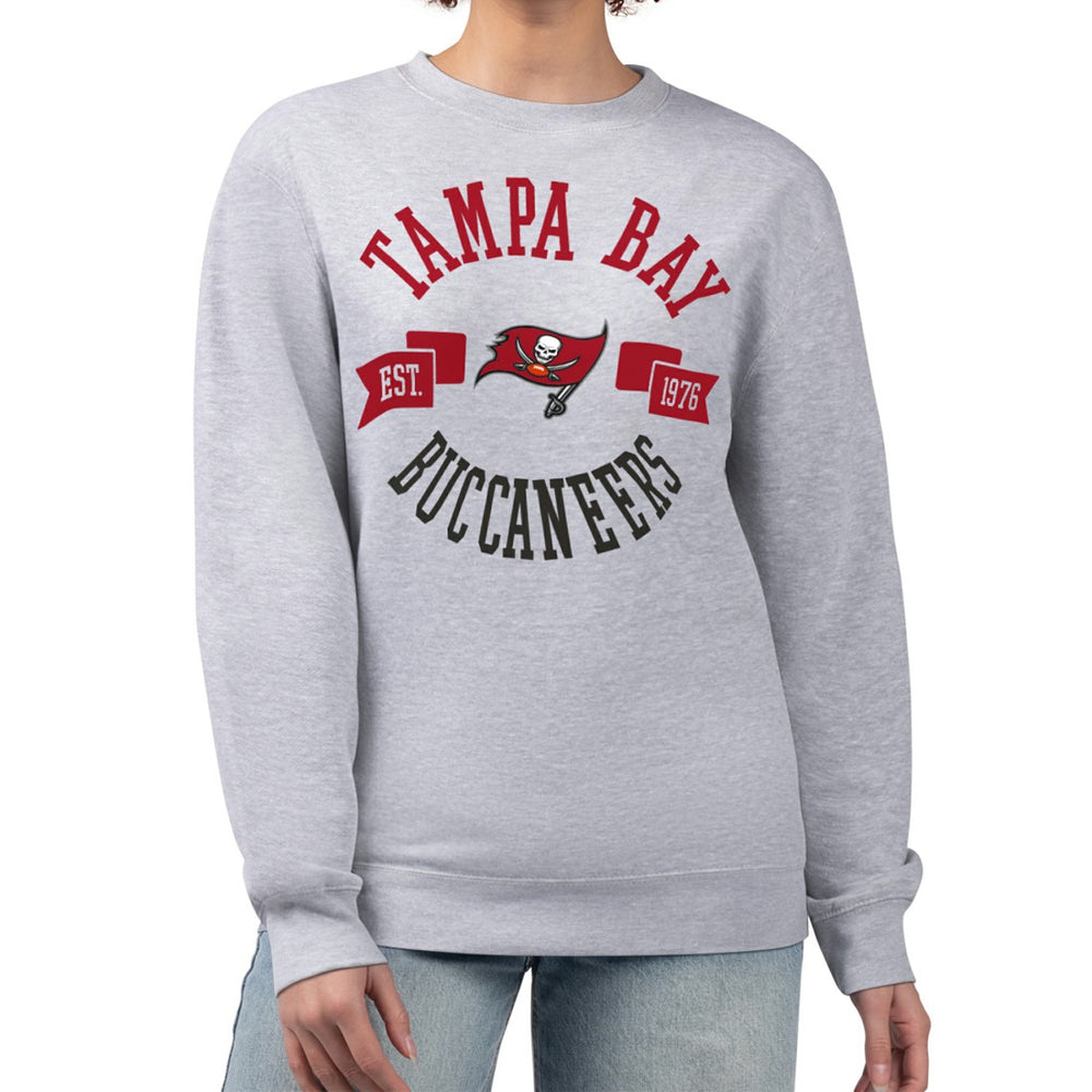 Tampa Bay Buccaneers G-III 4Her by Carl Banks Women's Large Team Graphic Fleece Pullover Sweatshirt - Heather Gray for sale