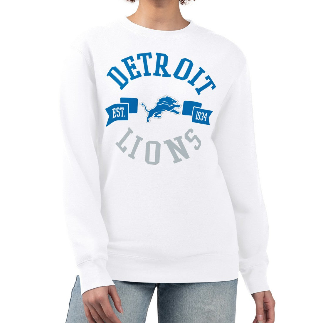 Detroit Lions G-III 4Her by Carl Banks Women's Large Team Graphic Fleece Pullover Sweatshirt - White sale