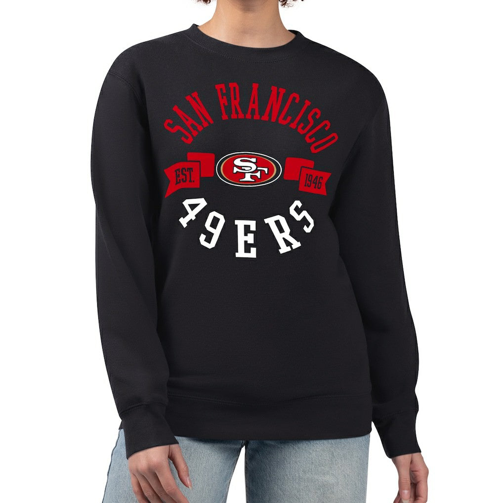 San Francisco 49ers G-III 4Her by Carl Banks Women's Large Team Graphic Fleece Pullover Sweatshirt - Black sale