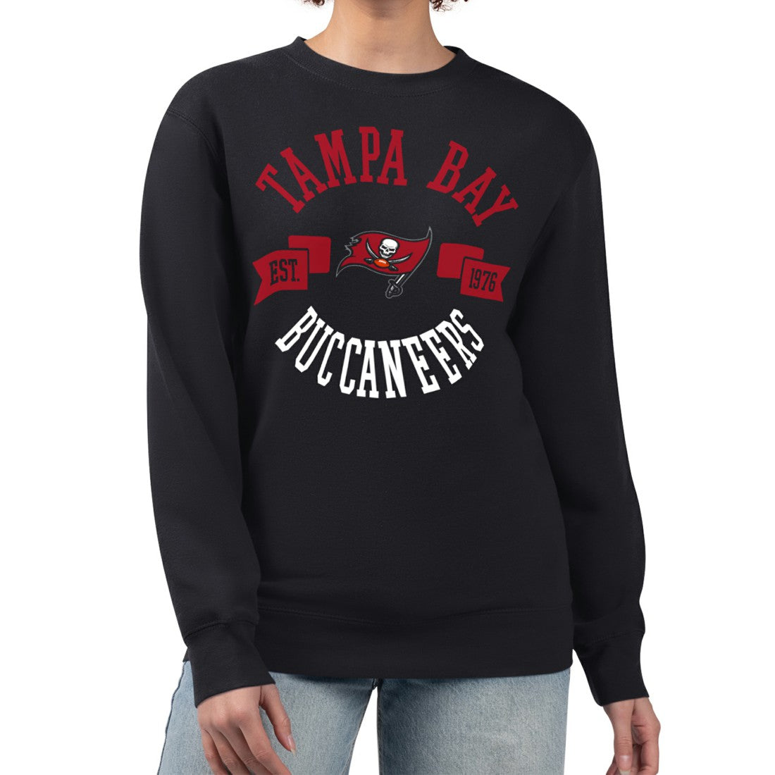 Tampa Bay Buccaneers G-III 4Her by Carl Banks Women's Large Team Graphic Fleece Pullover Sweatshirt - Black cheap