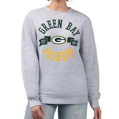 Green Bay Packers G-III 4Her by Carl Banks Women's Large Team Graphic Fleece Pullover Sweatshirt - Heather Gray for sale