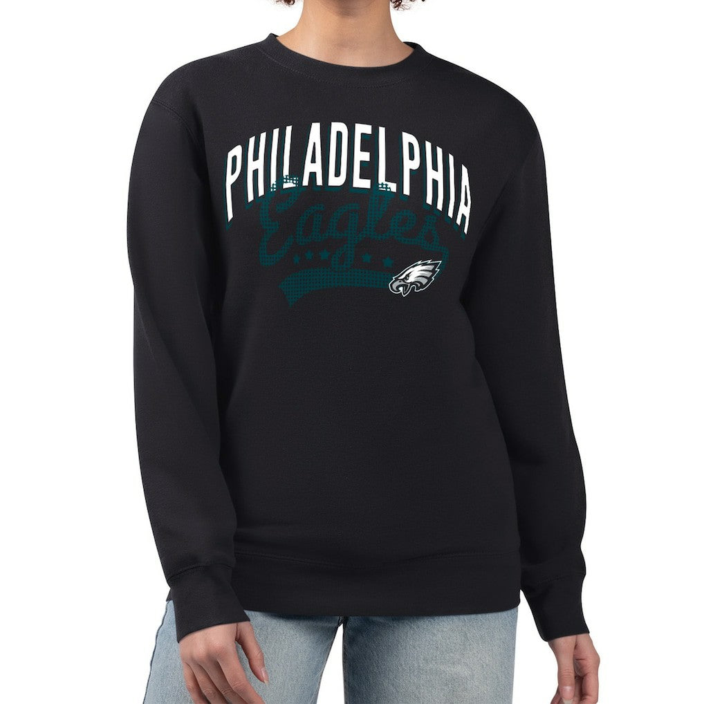 Philadelphia Eagles G-III 4Her by Carl Banks Women's Filigree Logo Graphic Fleece Pullover Sweatshirt - Black outlet