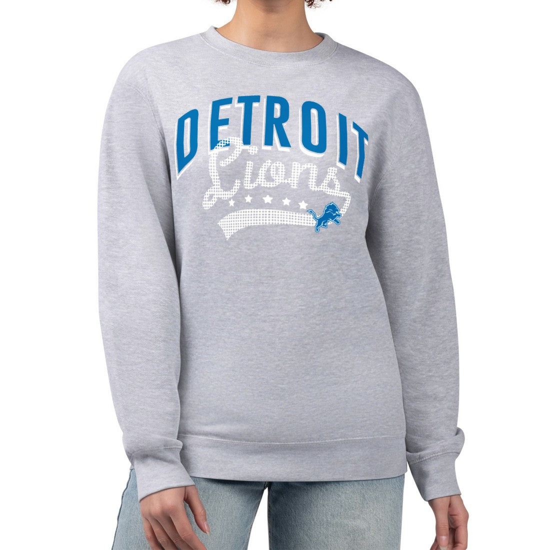 Detroit Lions G-III 4Her by Carl Banks Women's Filigree Logo Graphic Fleece Pullover Sweatshirt - Heather Gray online