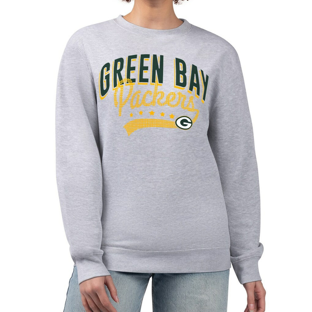 Green Bay Packers G-III 4Her by Carl Banks Women's Filigree Logo Graphic Fleece Pullover Sweatshirt - Heather Gray cheap