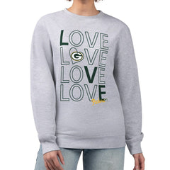 Green Bay Packers G-III 4Her by Carl Banks Women's Lots of Love Graphic Fleece Pullover Sweatshirt - Heather Gray outlet