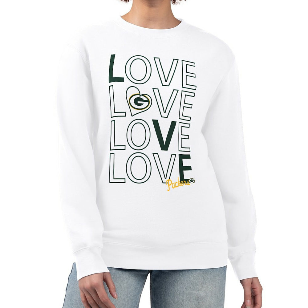 Green Bay Packers G-III 4Her by Carl Banks Women's Lots of Love Graphic Fleece Pullover Sweatshirt - White online