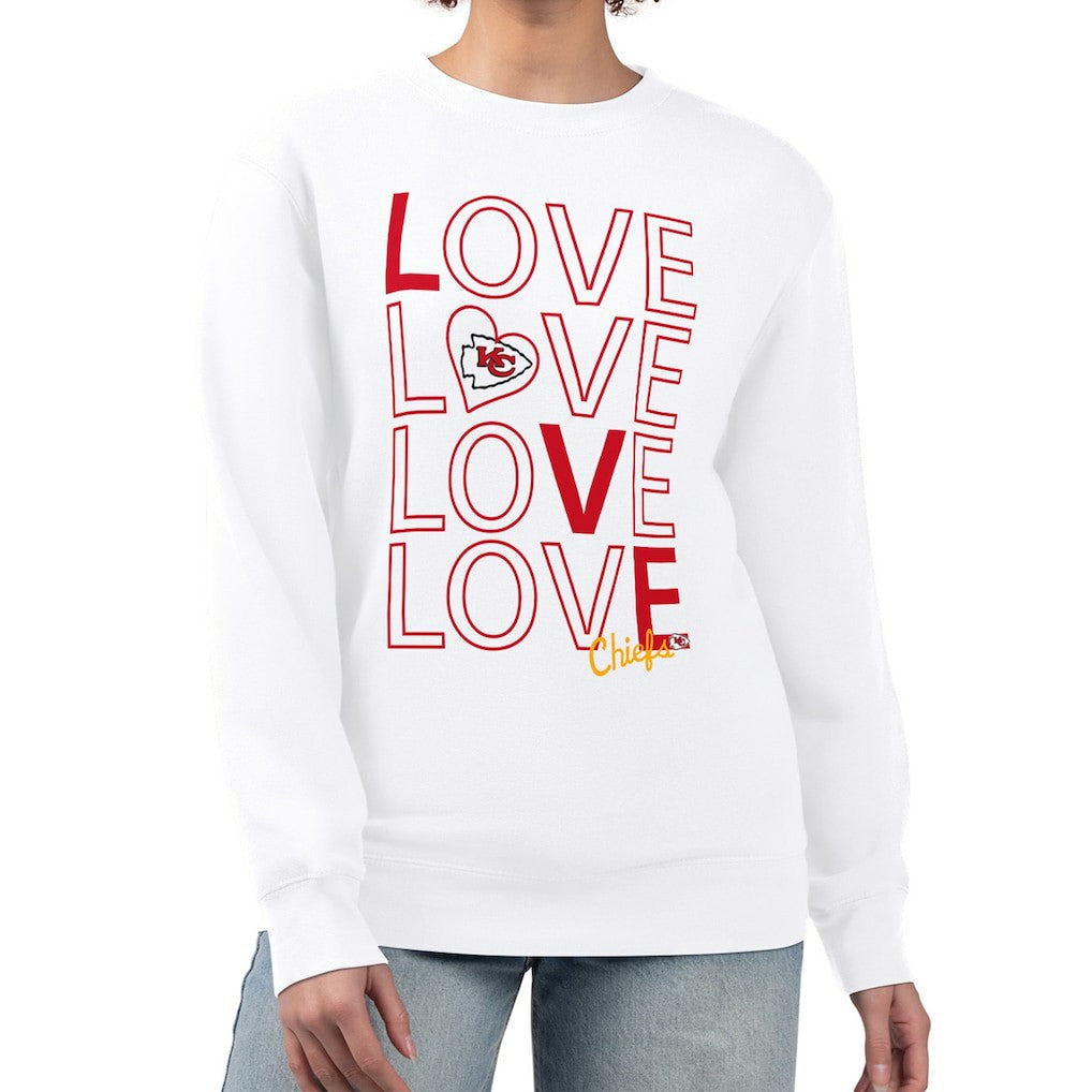 Kansas City Chiefs G-III 4Her by Carl Banks Women's Lots of Love Graphic Fleece Pullover Sweatshirt - White outlet