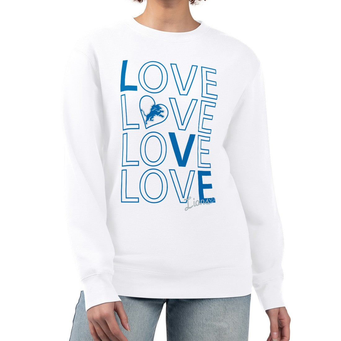 Detroit Lions G-III 4Her by Carl Banks Women's Lots of Love Graphic Fleece Pullover Sweatshirt - White discount