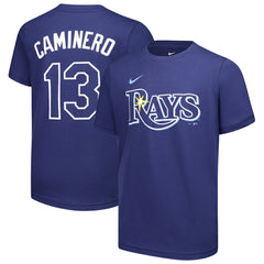 Junior Caminero Tampa Bay Rays Youth Name & Number T-Shirt Navy