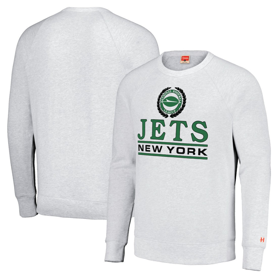 New York Jets Homage Unisex Crest Tri-Blend Crewneck Pullover Sweatshirt - White on sale