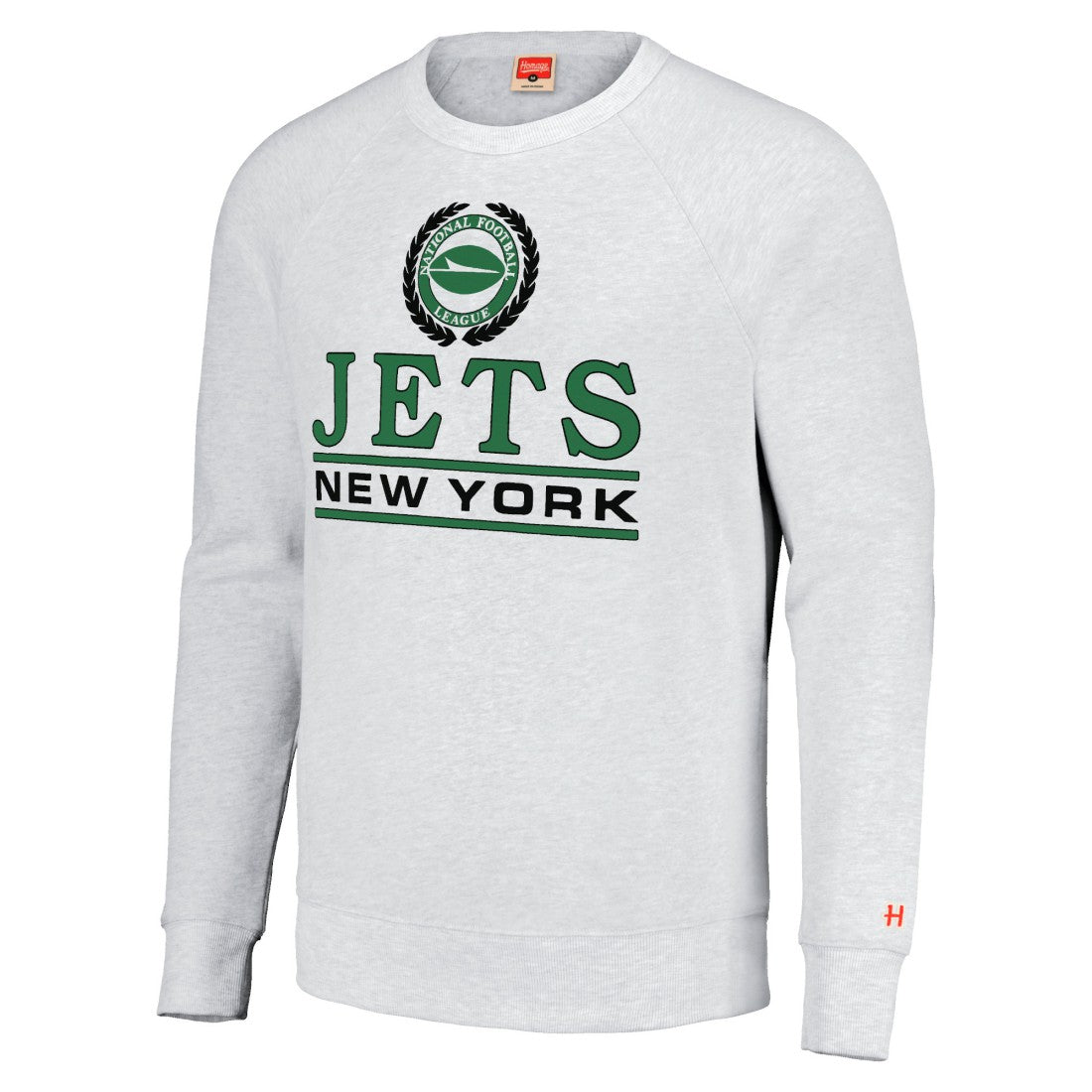 New York Jets Homage Unisex Crest Tri-Blend Crewneck Pullover Sweatshirt - White on sale