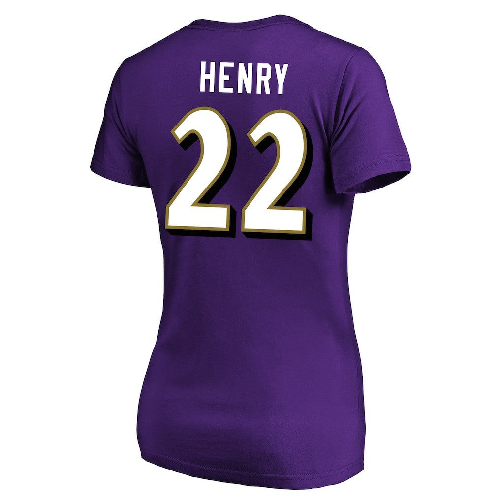Derrick Henry Baltimore Ravens Women's Plus Size Fair Catch Name & Number Scoop Neck T-Shirt - Purple sale